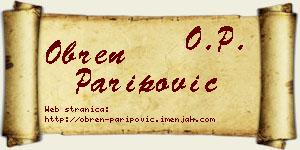 Obren Paripović vizit kartica